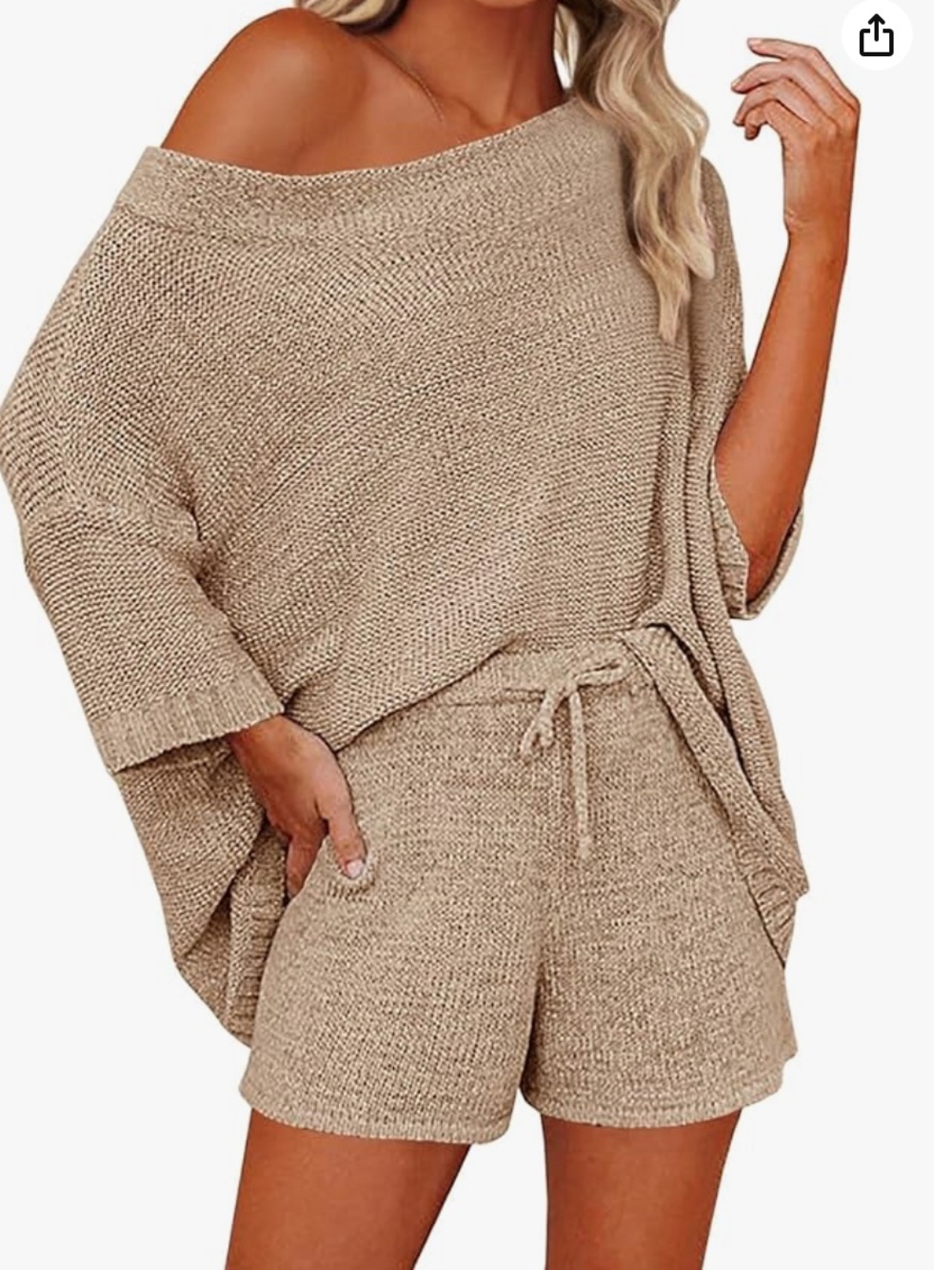 NWOT Off-Shoulder Knit Two-Piece Beach Lounge Coverup Set